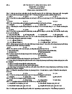 Đề kiểm tra học kì I Vật lí lớp 12 (Có đáp án) - Năm học 2016-2017